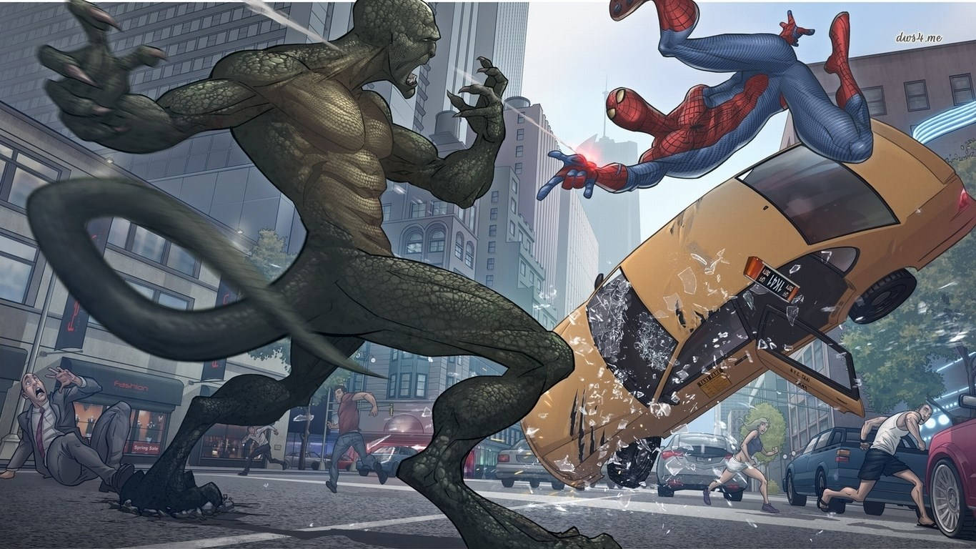 The Lizard And Spiderman 1366x768