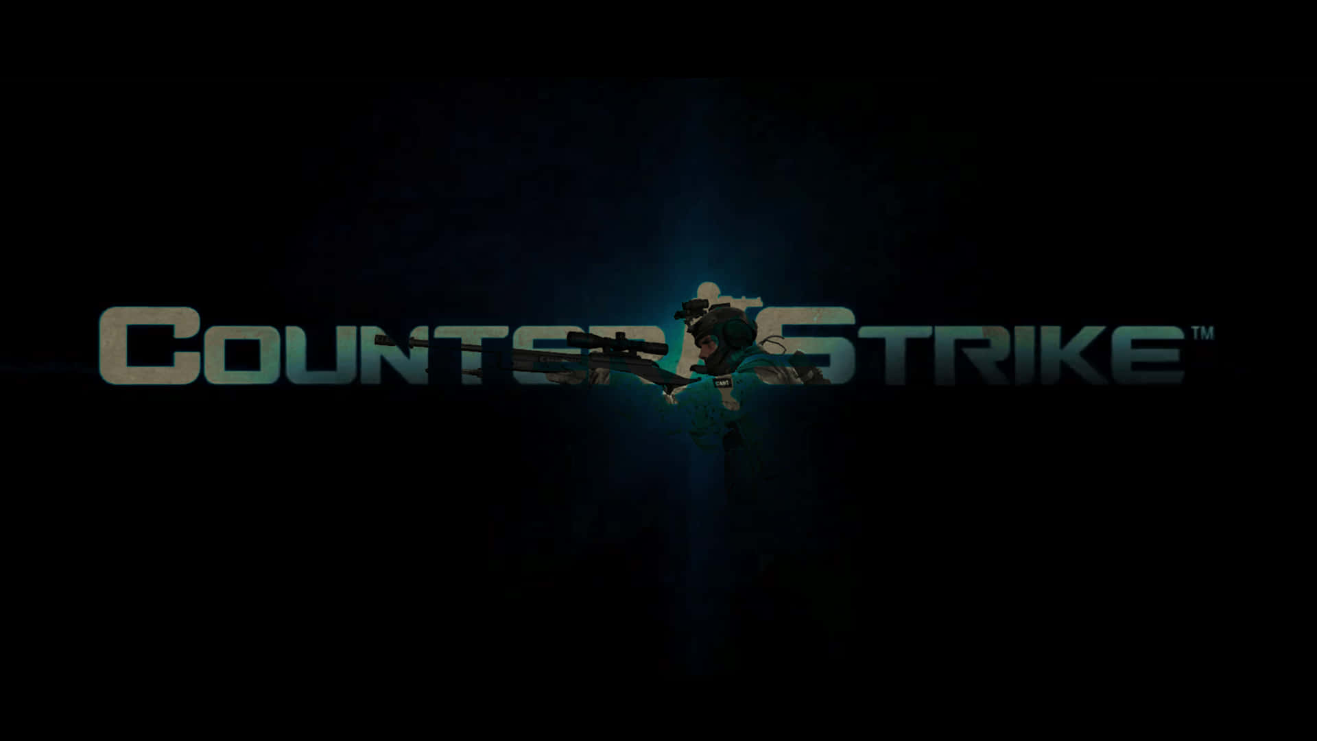 The Logo For Counter Strike On A Dark Background Background