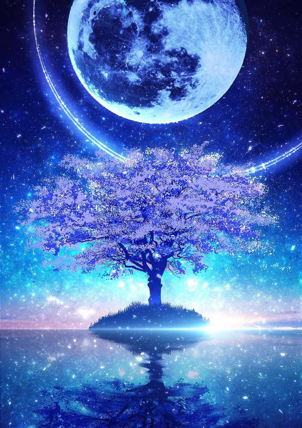 The Magical Cool Moon In The Night Sky Background