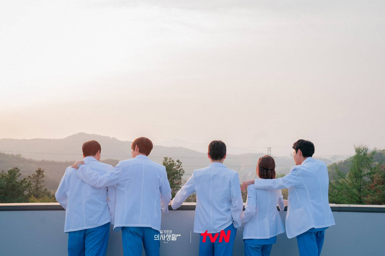 The Main Cast Of Hospital Playlist Serie Gathered Together Background