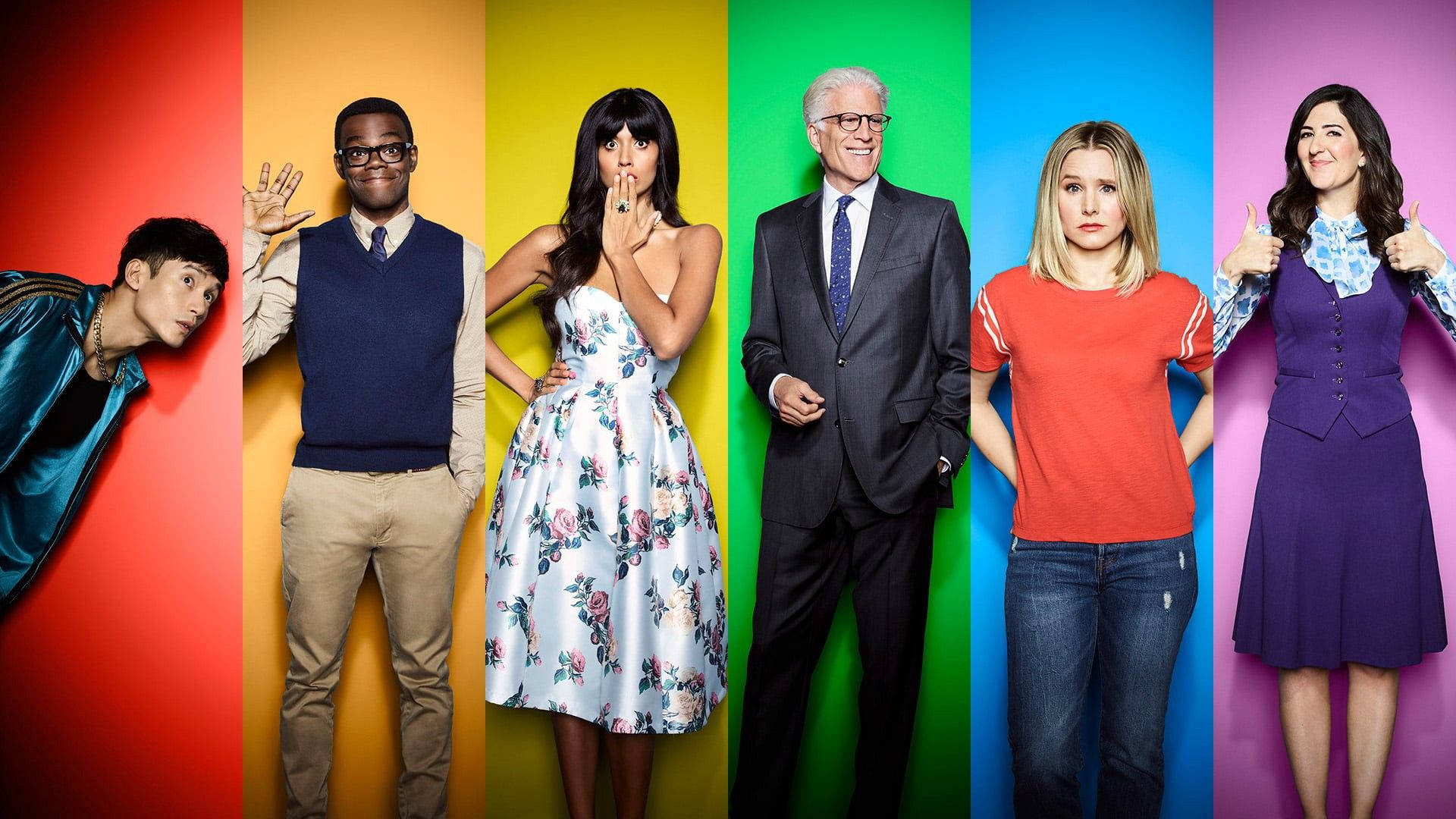 The Main Characters Of The Good Place Tv Show Background