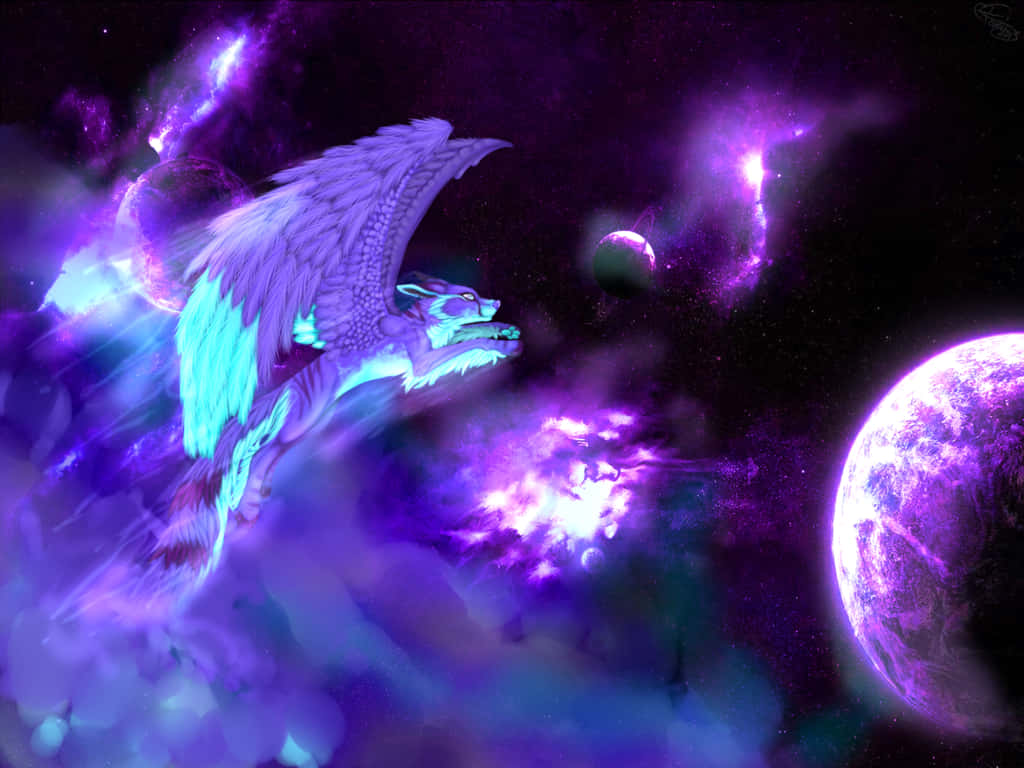 The Majestic Beauty Of The Galaxies Revealed Through The Eyes Of Two Wolves. Background