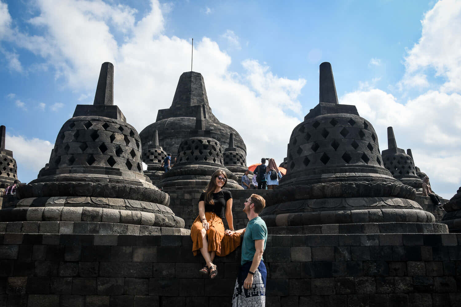 The Majestic Borobudur Temple At Sunrise Background