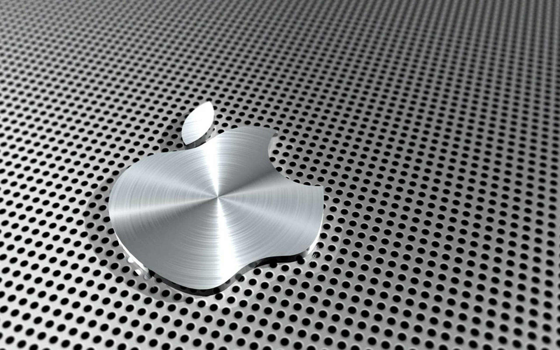 The Majestic Full Hd Silver Apple Emblem On Perforated Steel Background