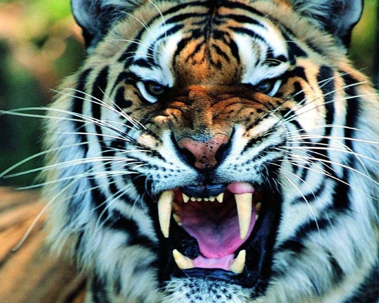 The Majestic Indian Tiger Growling