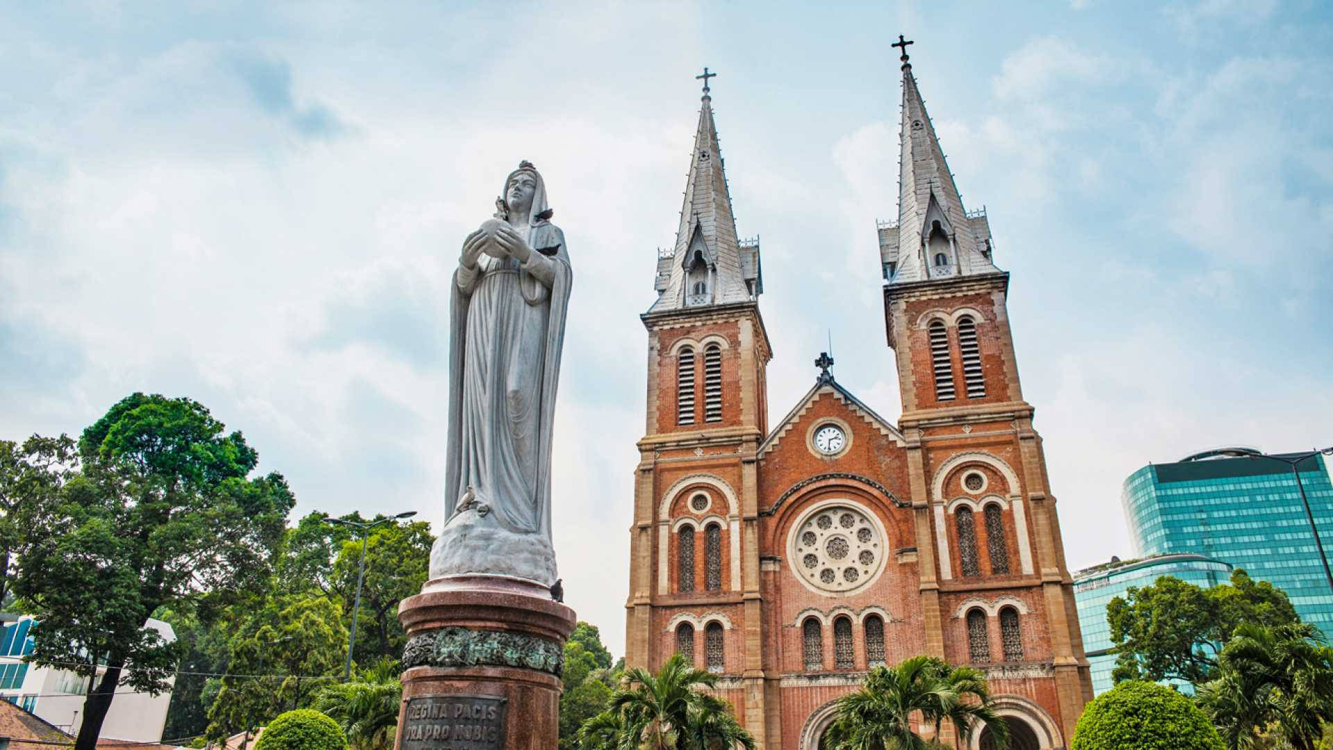 The Majestic Notre-dame Cathedral In Ho Chi Minh City, Vietnam Background