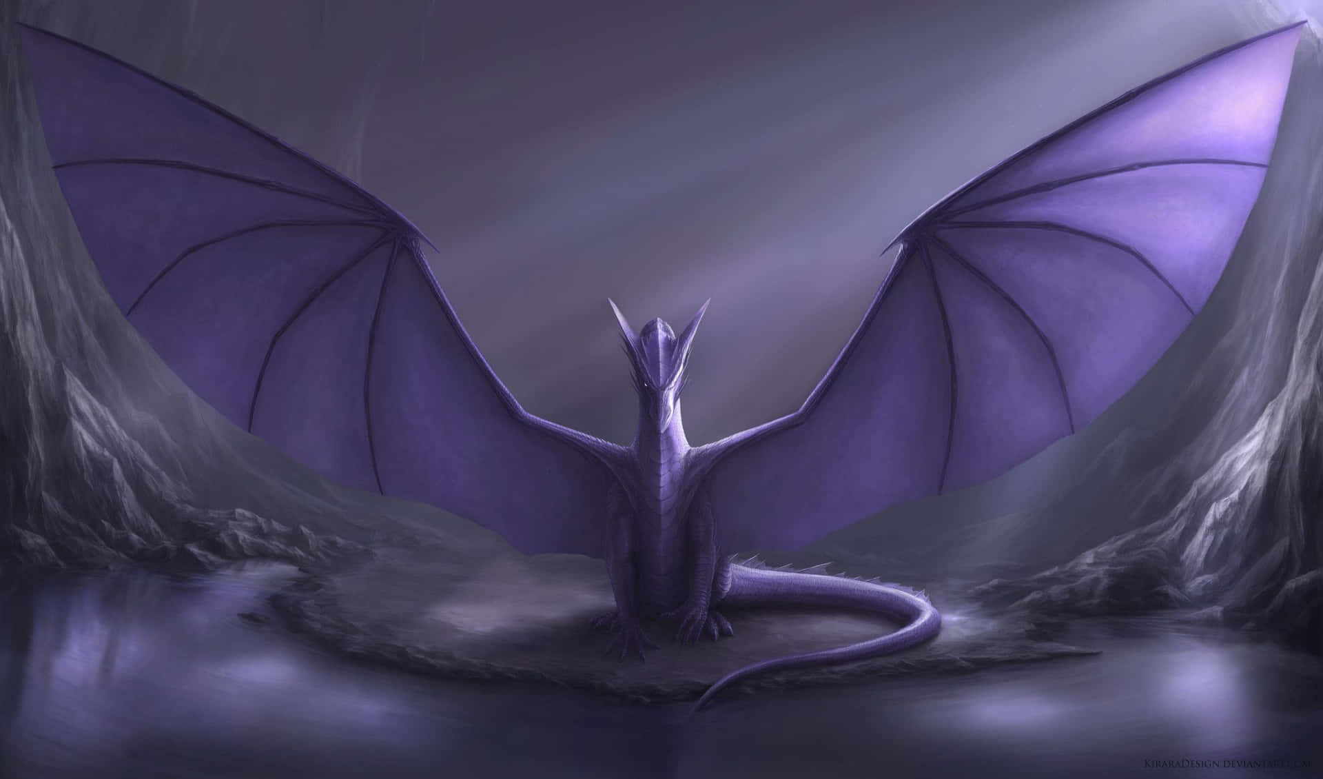 The Majestic Purple Dragon Background
