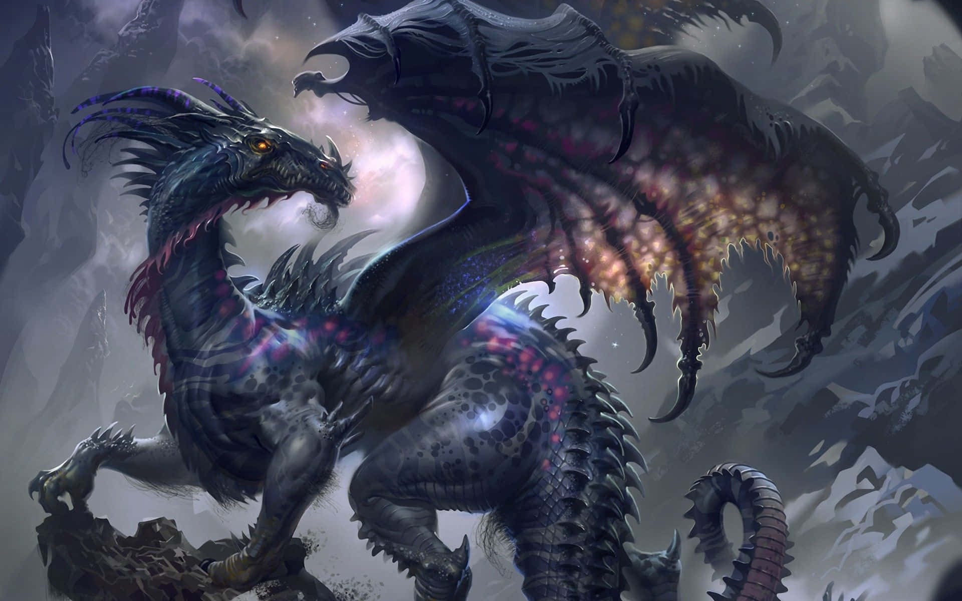 The Majestic Purple Dragon Background