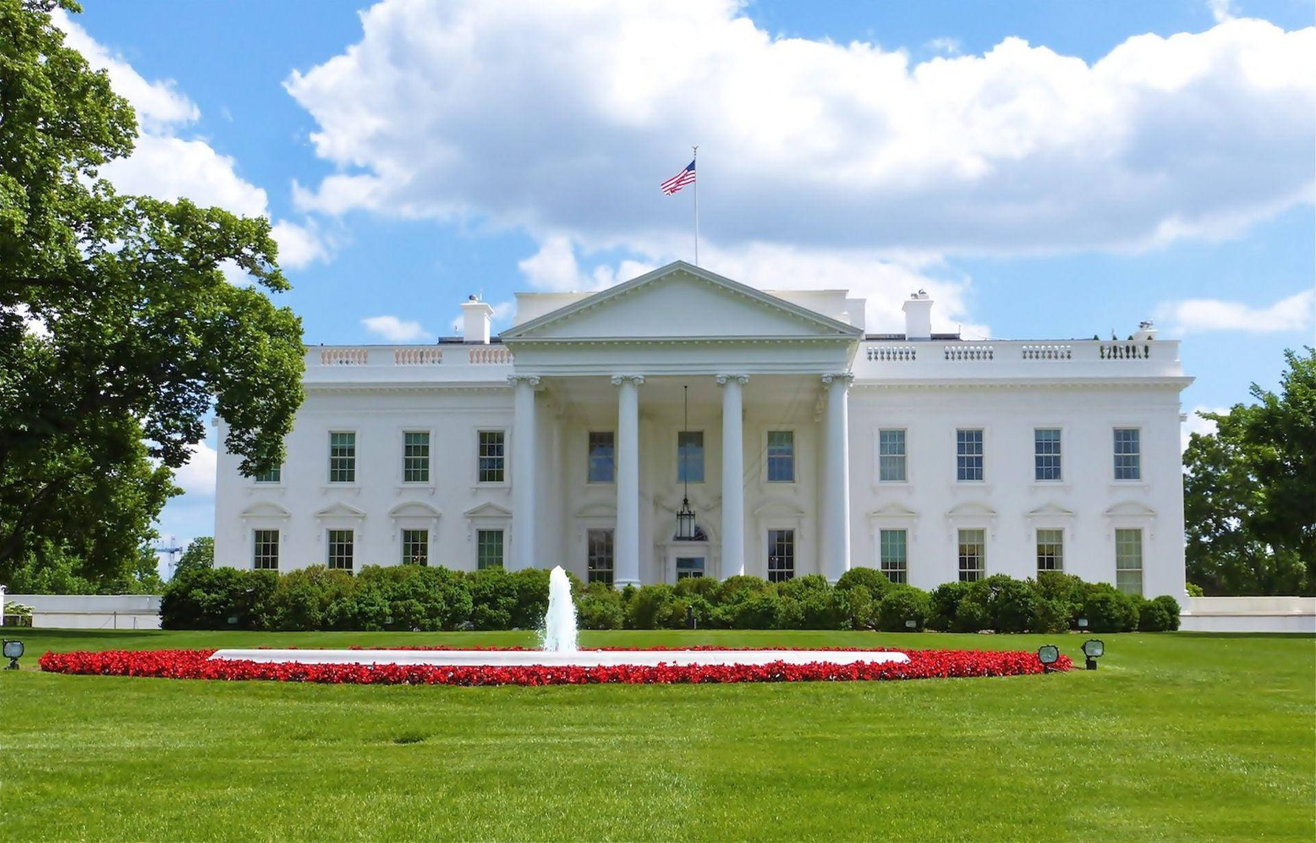 The Majestic White House, A Symbol Of Leadership And Power, Stands Tall In Washington Dc, Usa. Background
