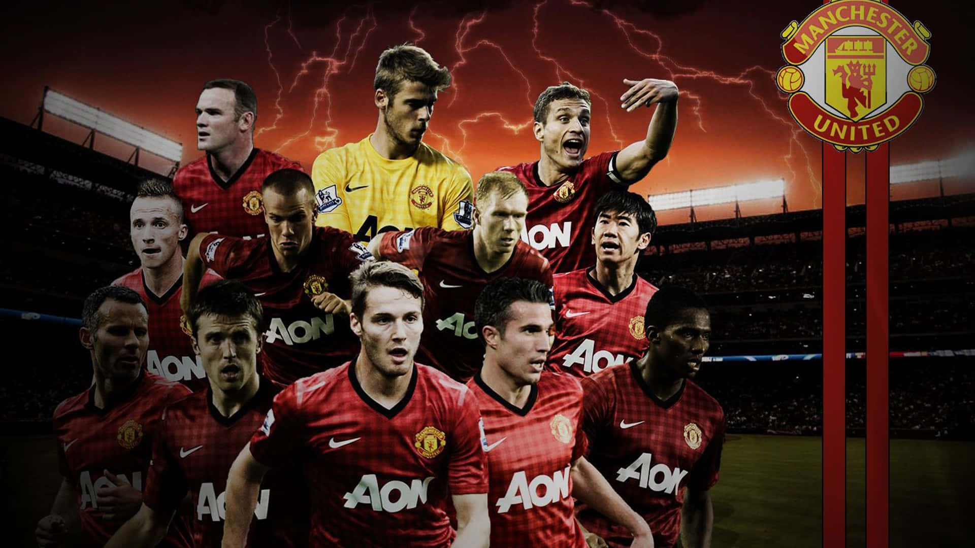 The Manchester United Team - Ready For Premier League Title Background