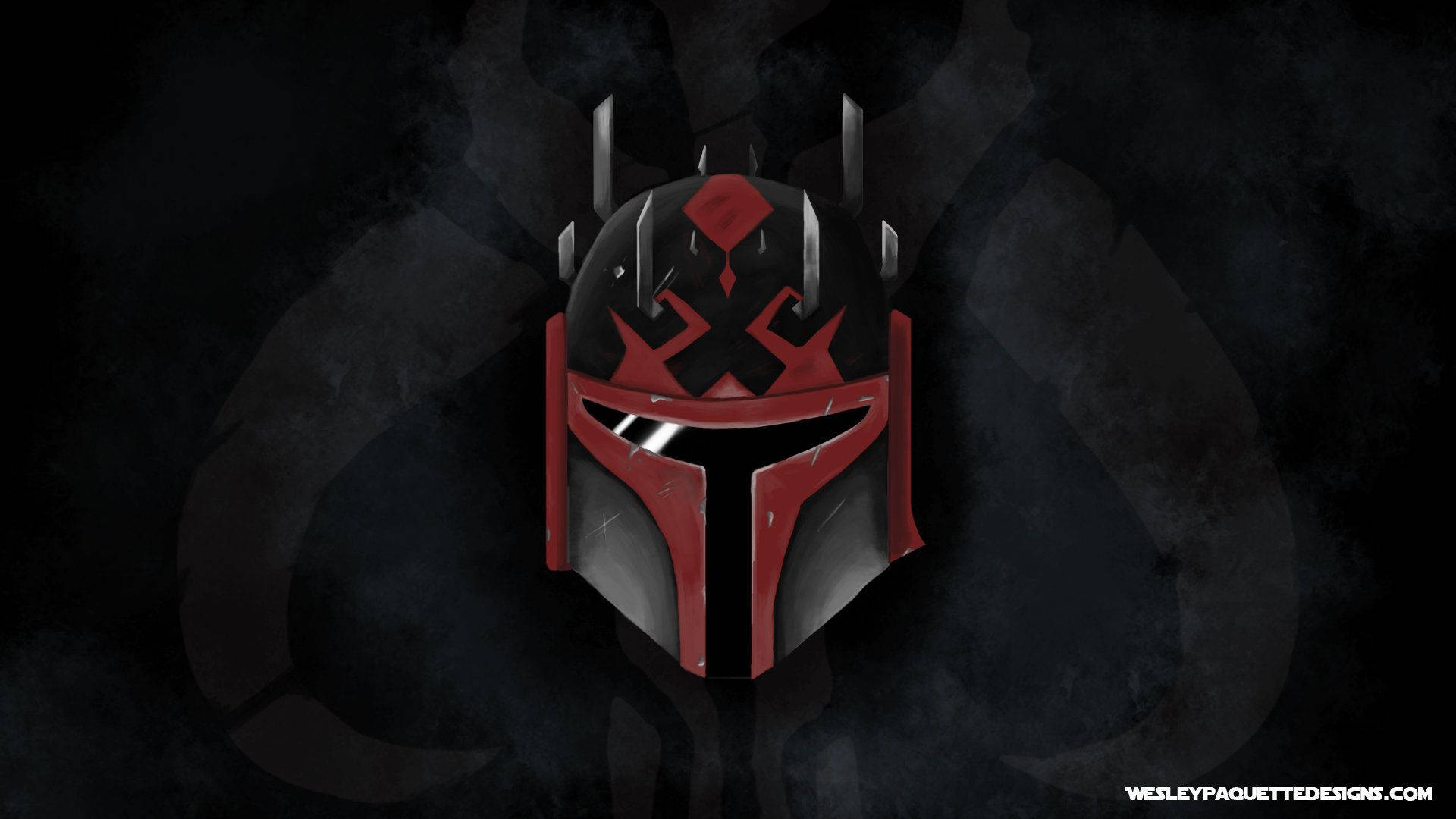 The Mandalorian Black And Red Mask Background