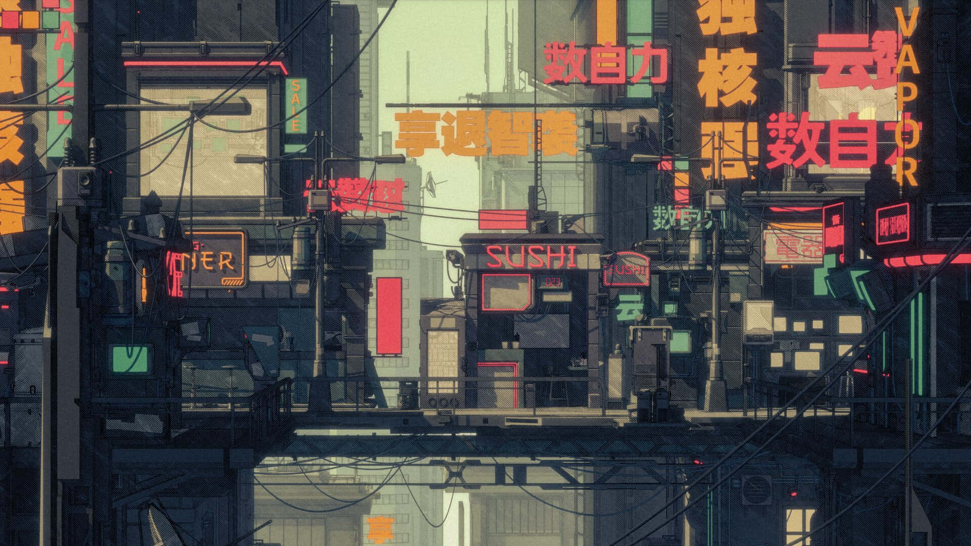 The Massive Architecture Of Japan Cyberpunk Awes Those Who Experience It. Background