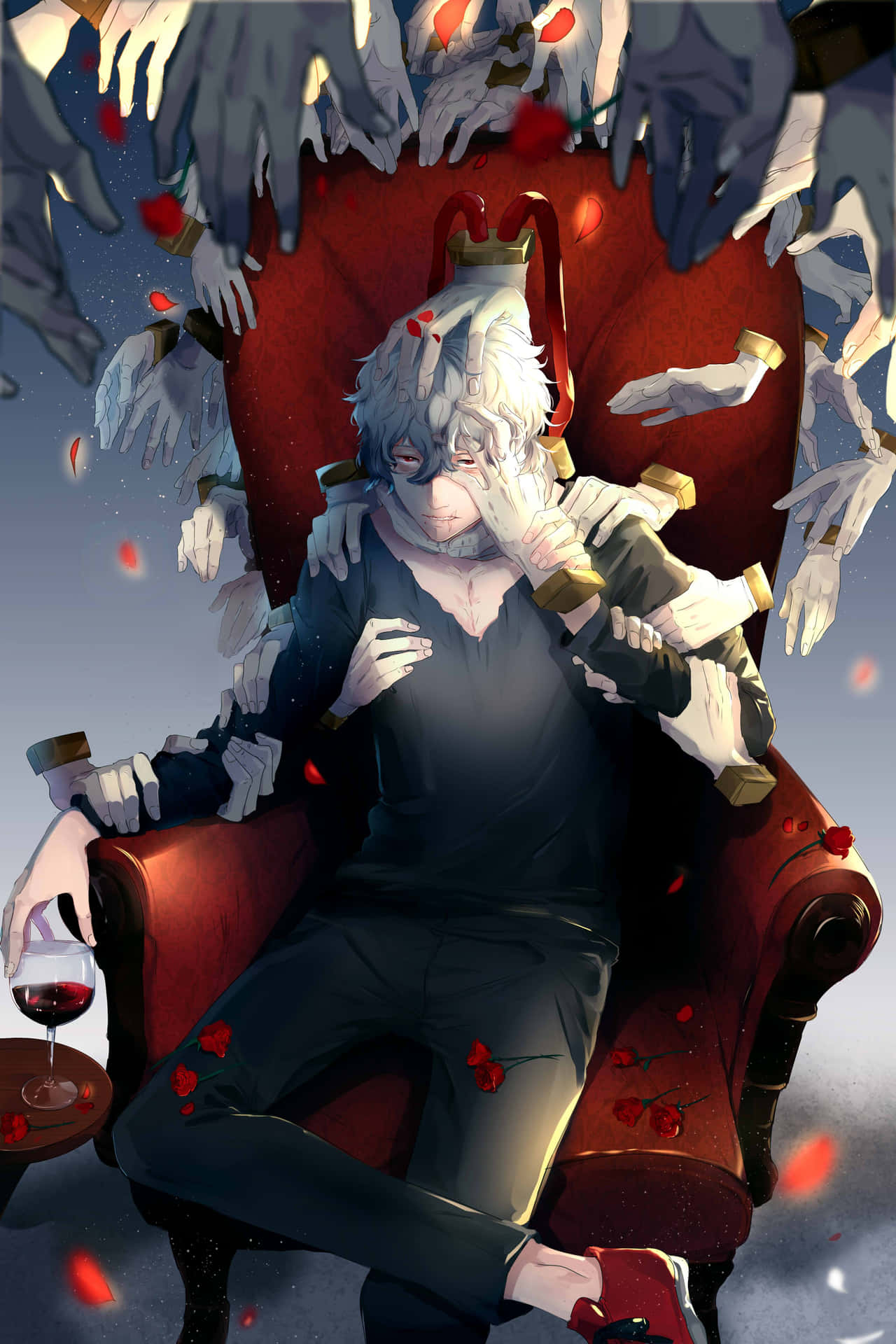 The Menacing Villain Shigaraki Looms Over My Hero Academia Background