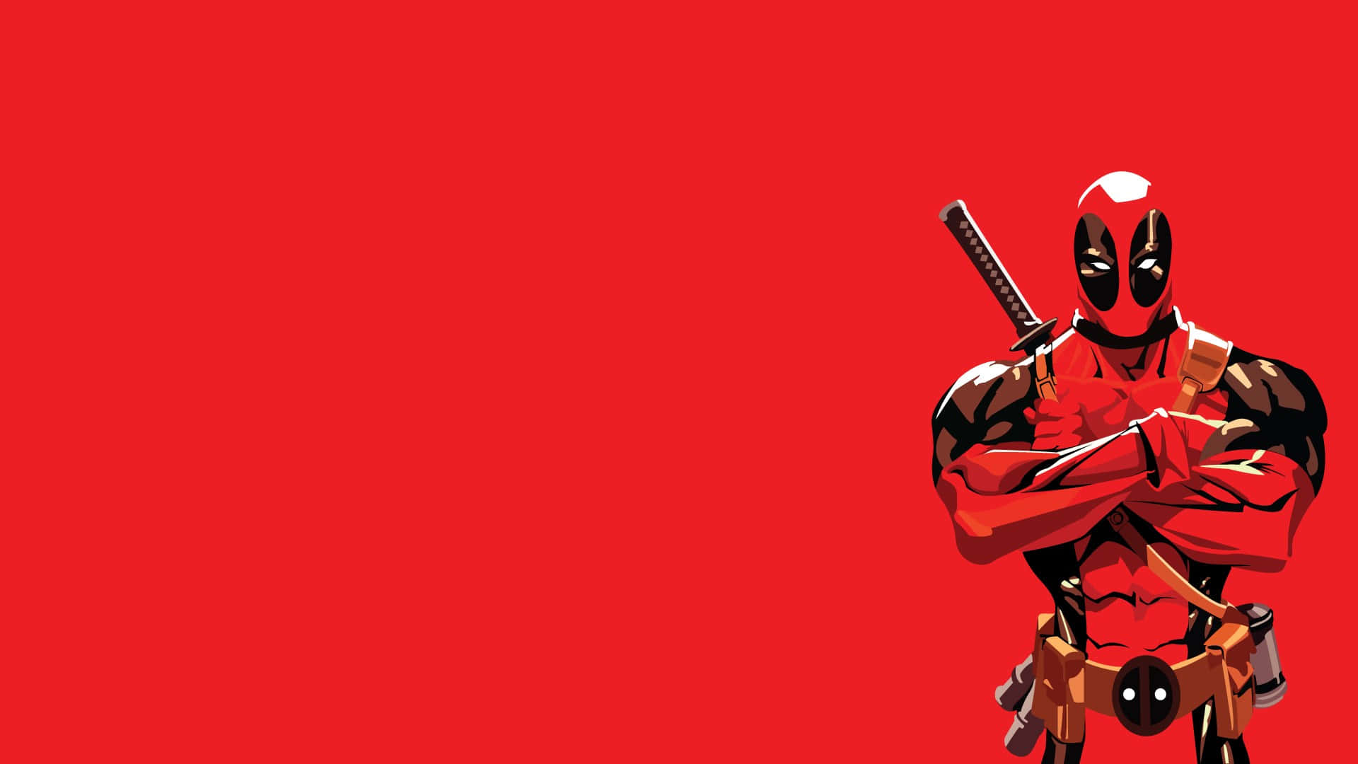 The Merc With A Mouth, Deadpool, In His Iconic Red And Black Suit Background