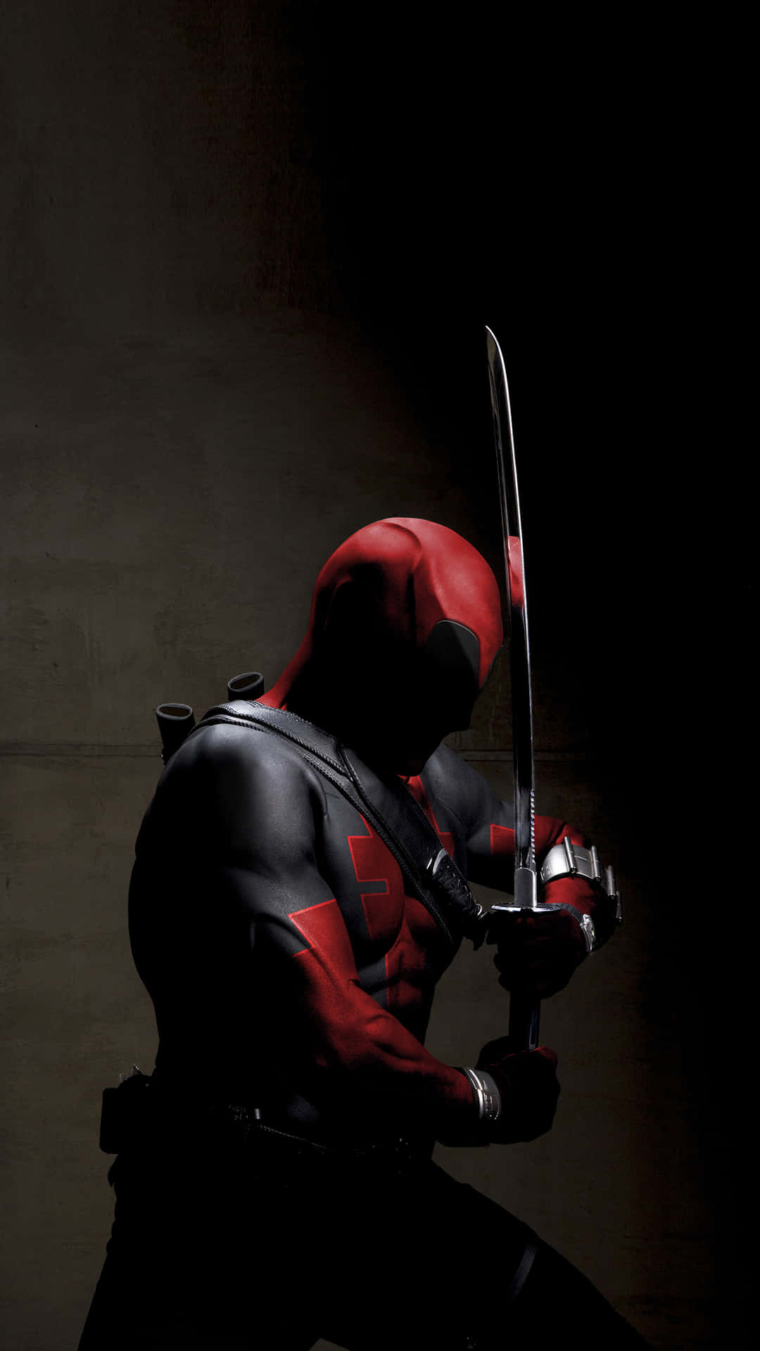 The Merc With A Mouth, Deadpool, In His Signature Black And Red Costume. Background