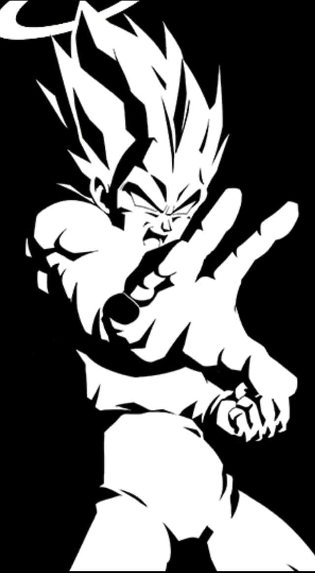 The Mighty Vegeta Stands In Black And White