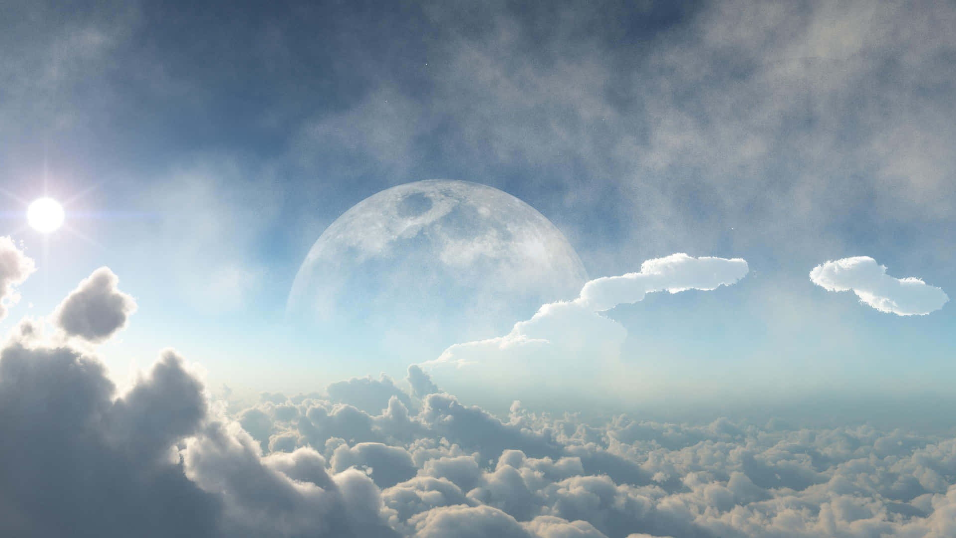 The Moon And Clouds Are Seen Above The Sky Background