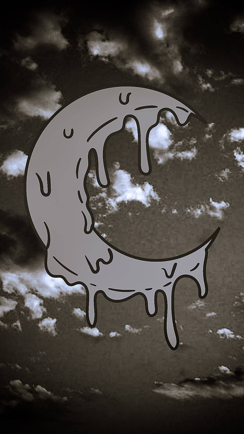 The Moon Is Covered In Dripping Liquid Background