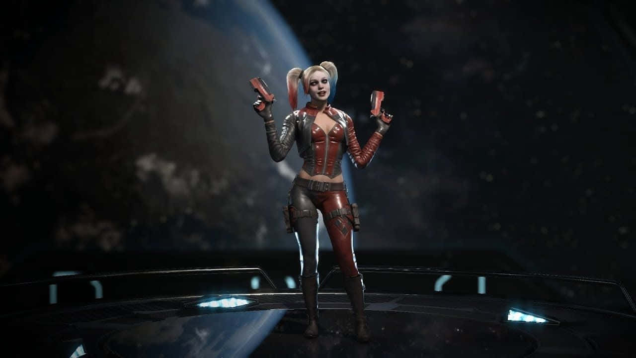 The Multitalented Harley Quinn Exhibiting Her Abilities In Injustice 2. Background