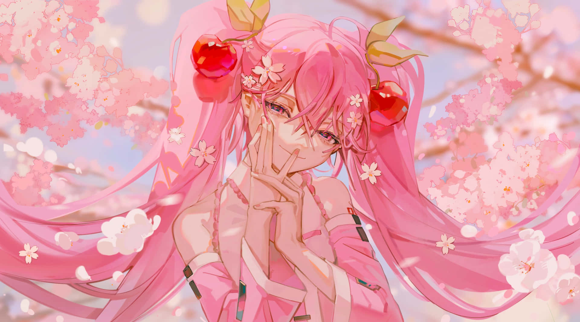 The Mysterious Goddess Of Cherry Blossoms, Sakura Miku Background