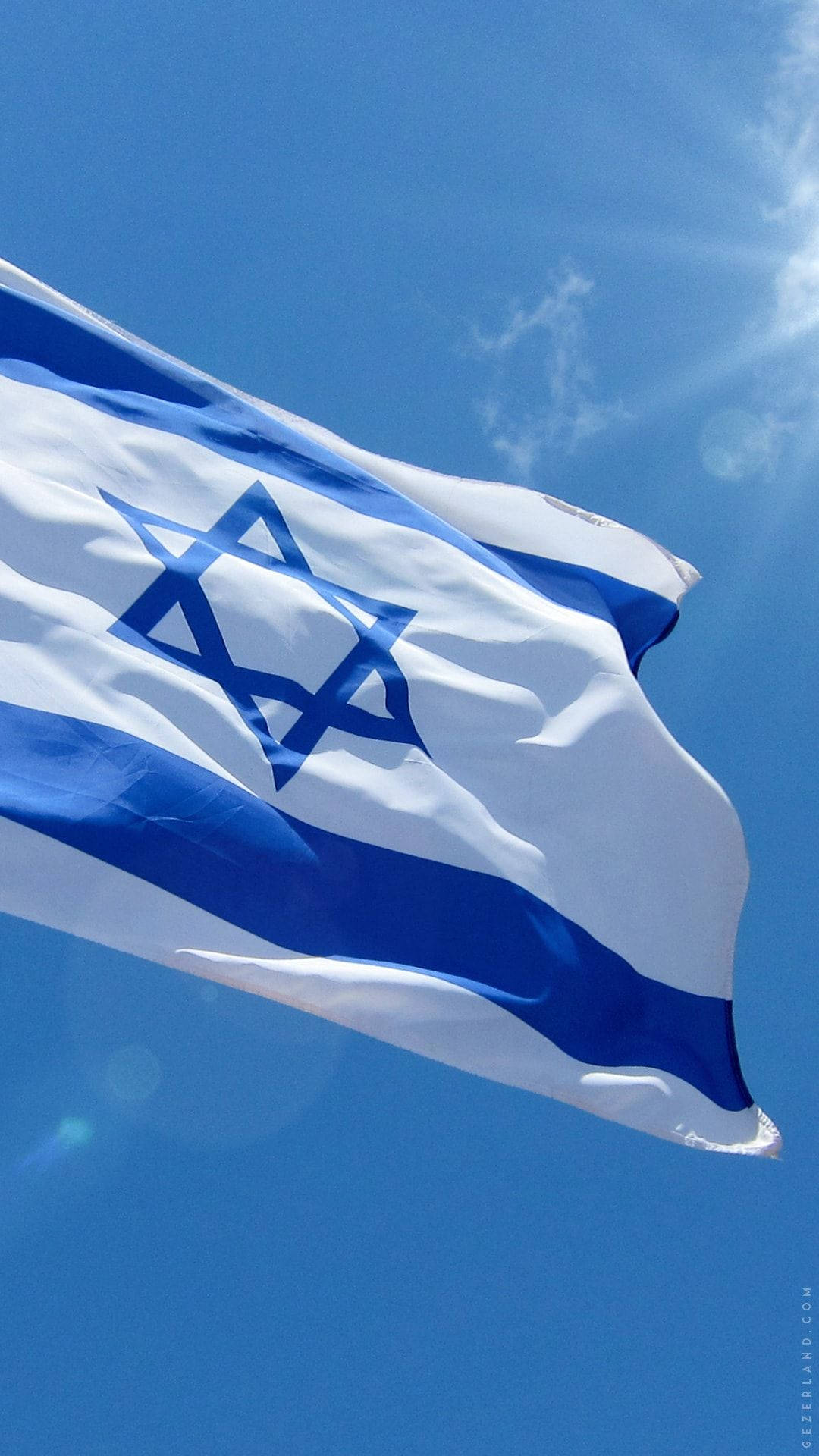 The National Flag Of Israel Majestically Waving In The Wind Background