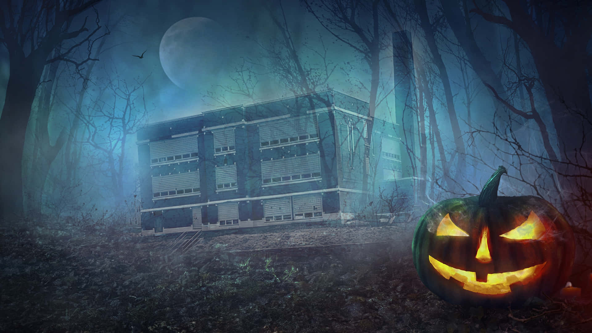 The Night Sky Is Full Of Mystery And Dread As Eerie Bats Swoop And Black Cats Howl In The Background On A Spooky 1920 X 1080 Halloween Night. Background