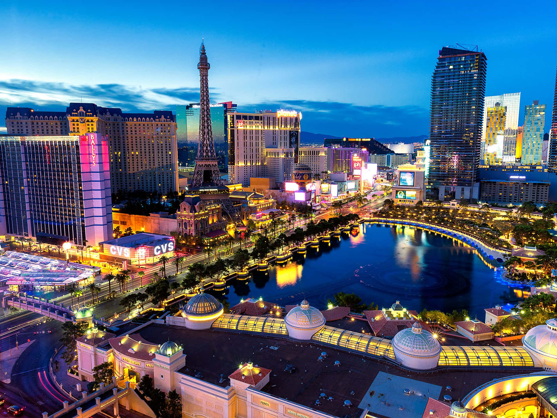 The Night-time Las Vegas Skyline Of Bright Lights And Spectacular Views. Background