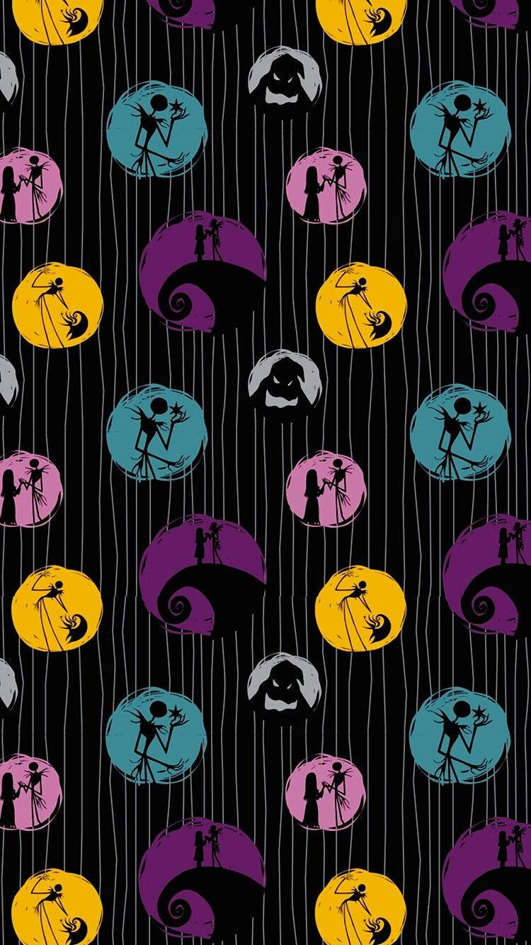 The Nightmare Before Christmas Patterned Circles Background