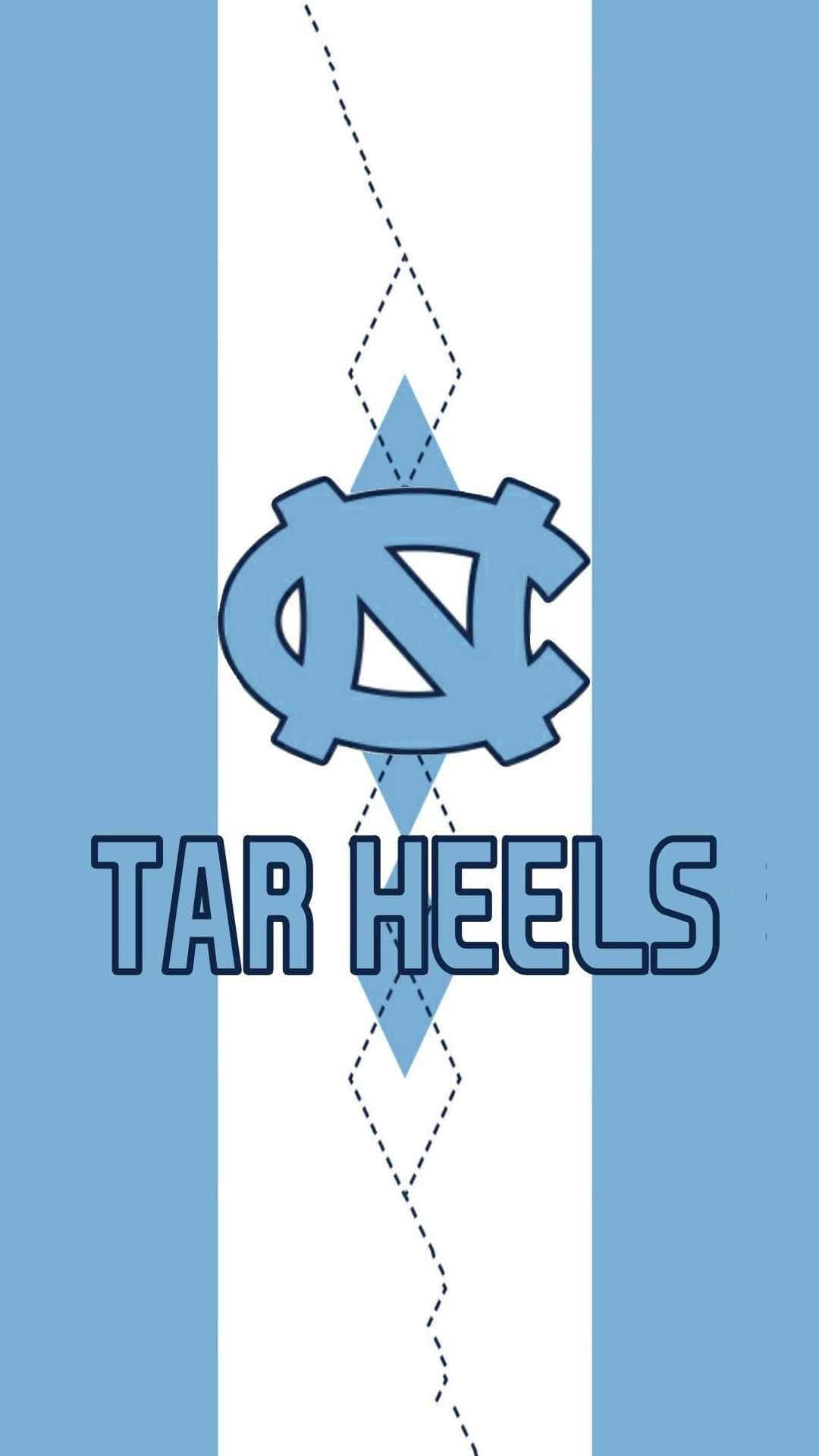 The North Carolina Tar Heels Logo On A Blue And White Background Background