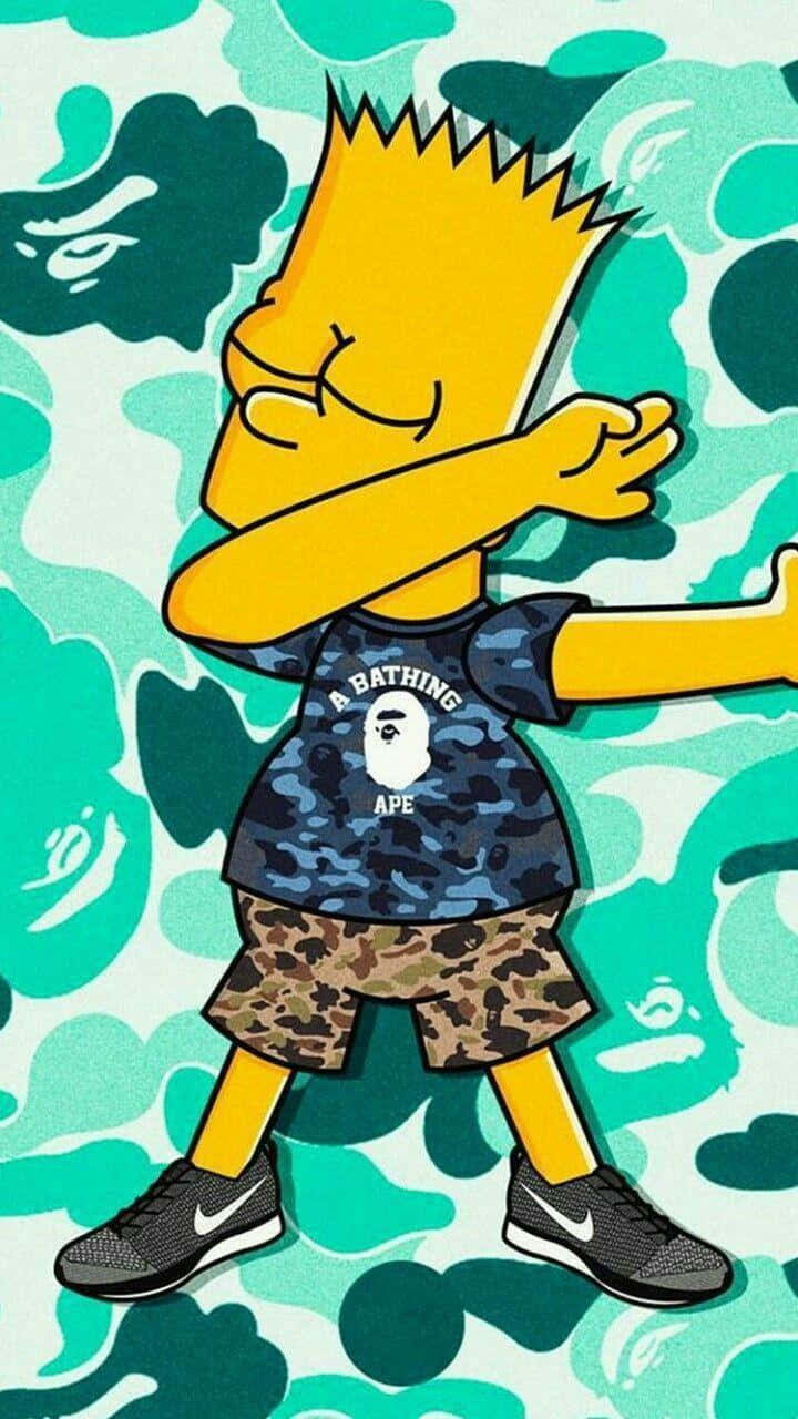 The Notorious Bart Simpson Sporting A Gangster Look Background