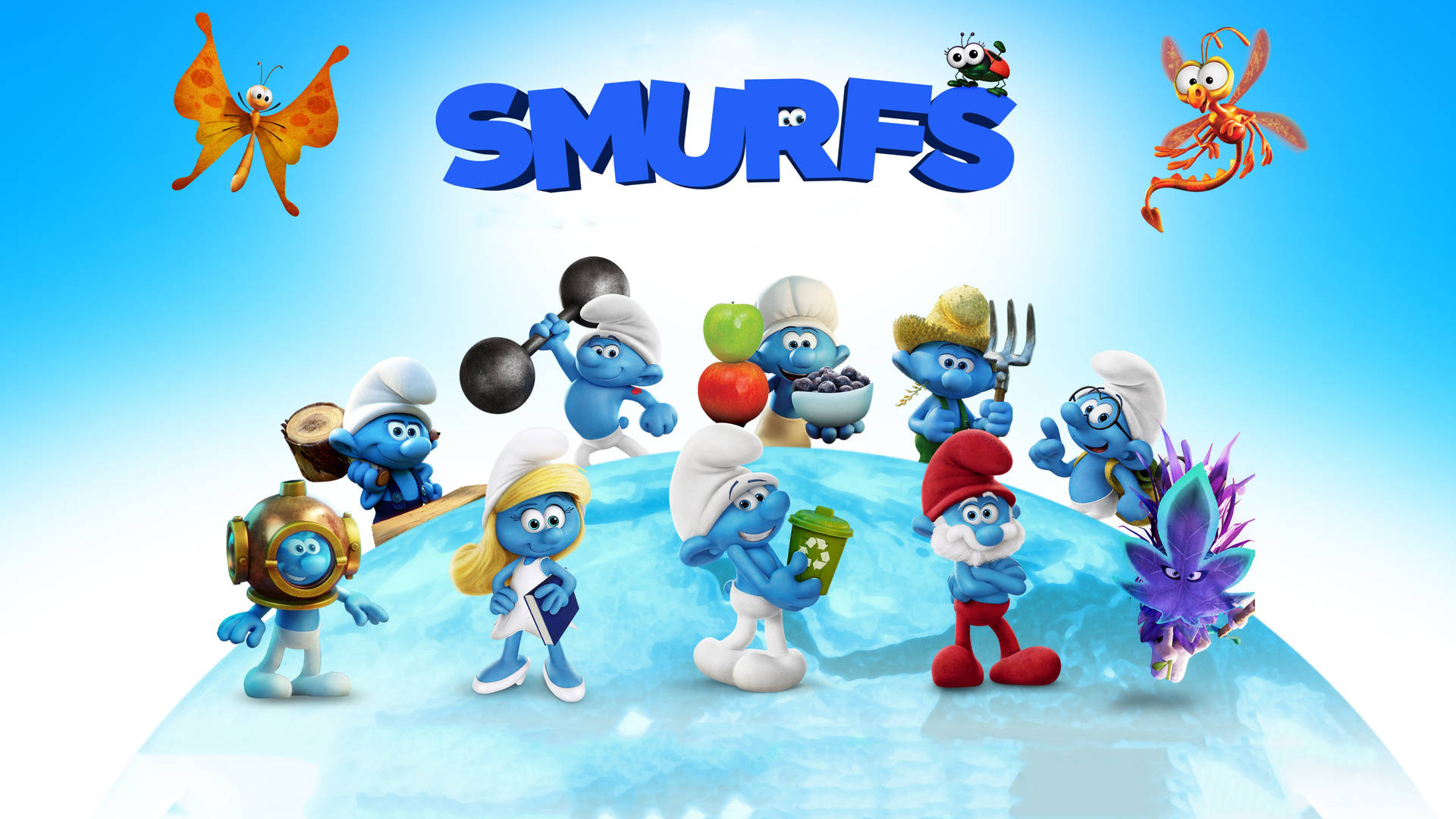 The Official Film Poster Of The Smurfs 2017 Movie Background