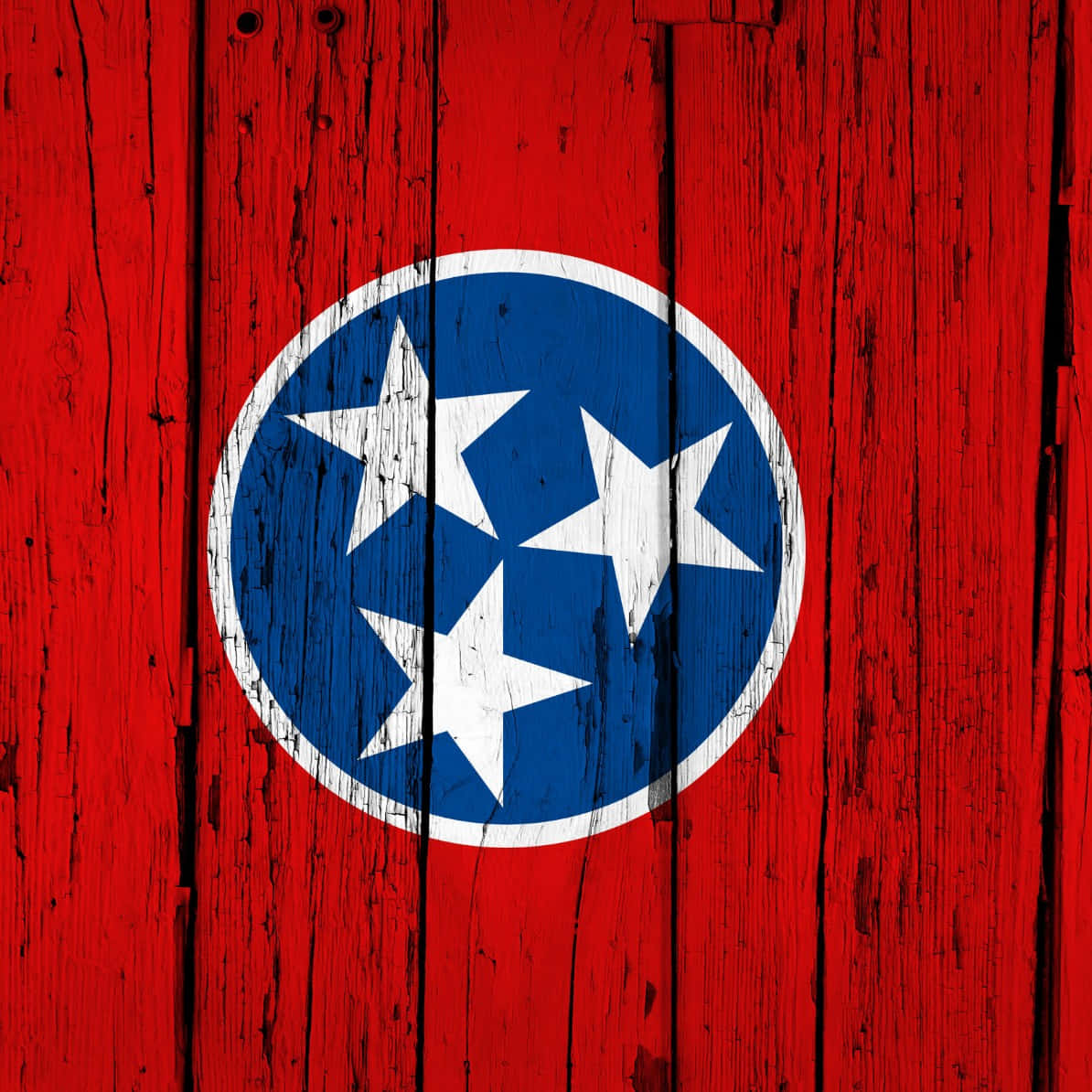 The Official Flag Of Tennessee Is Pictured Against A Blue Background.