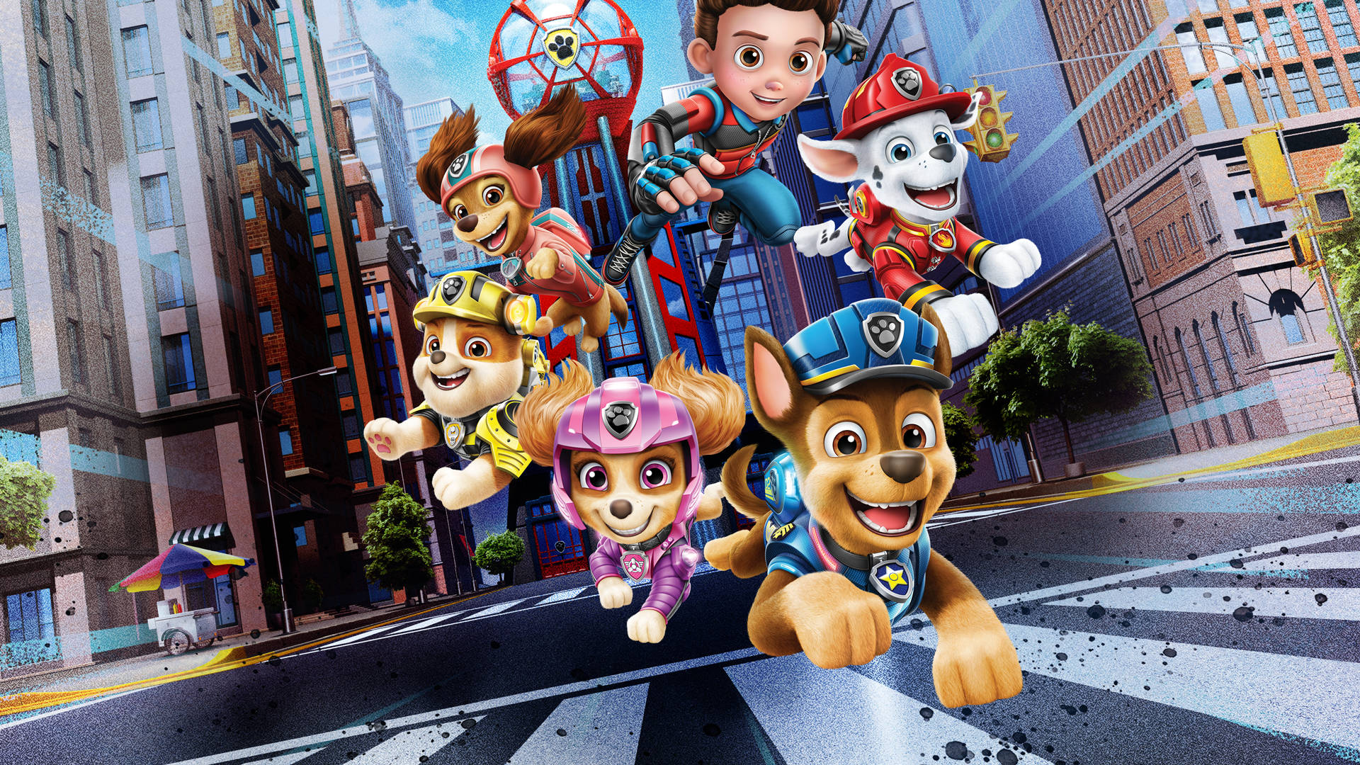 The Paw Patrol Team In Action During Their Movie Adventure