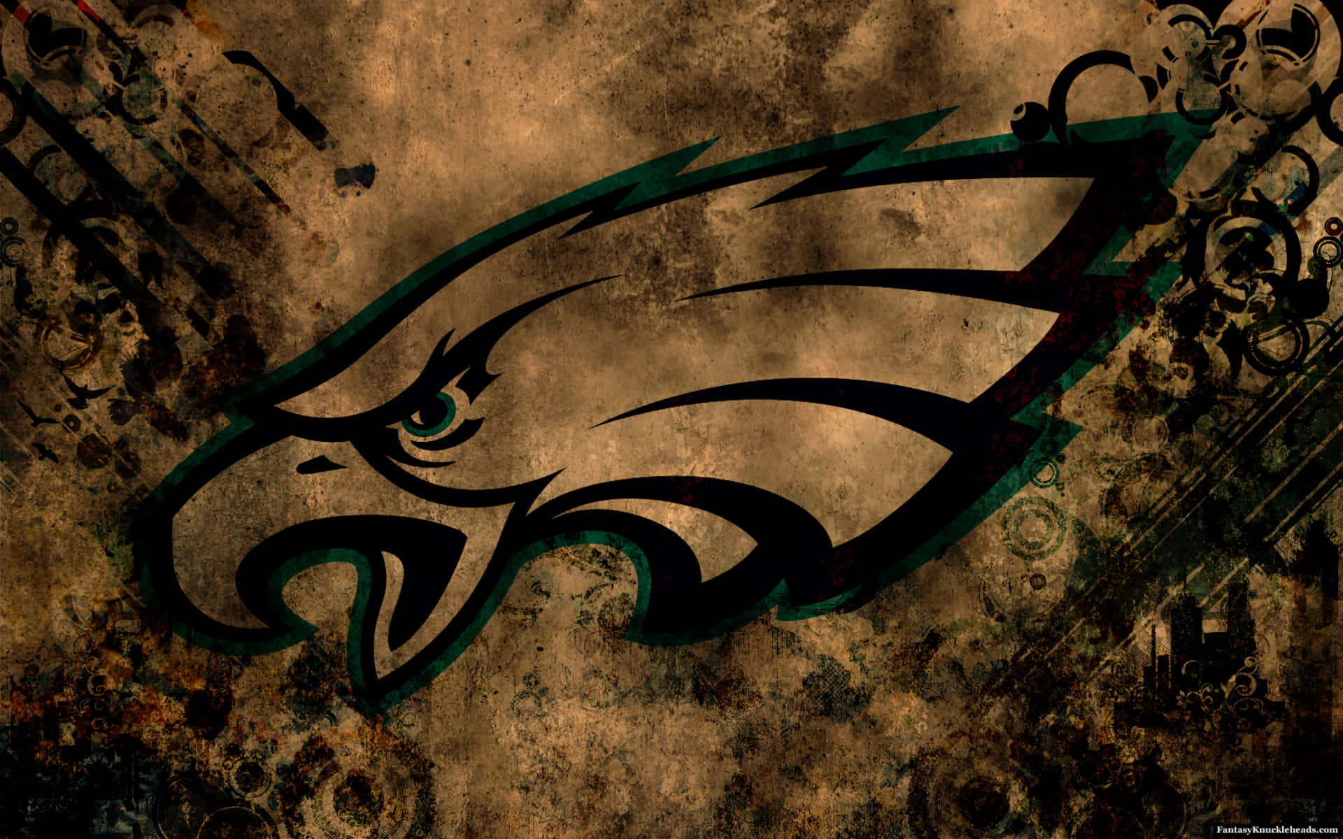 The Philadelphia Eagles Roar On The Gridiron Background