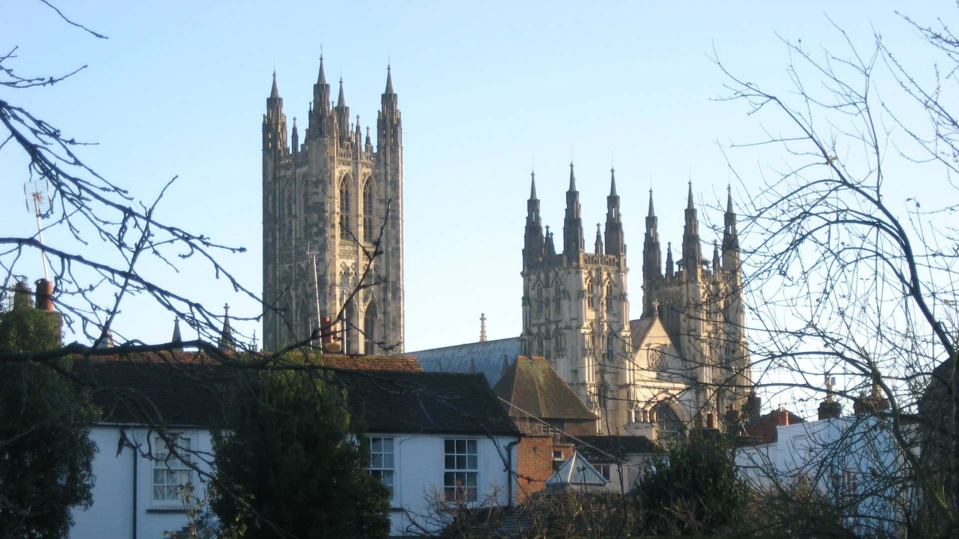 The Pointed Towers Of Canterbury Cathedral At Autumn