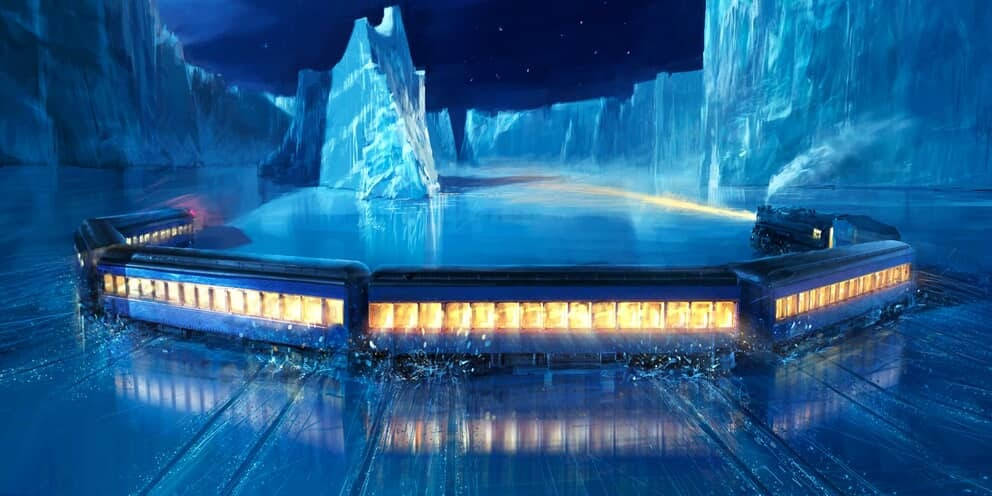 The Polar Express In Snowy Mountains Background