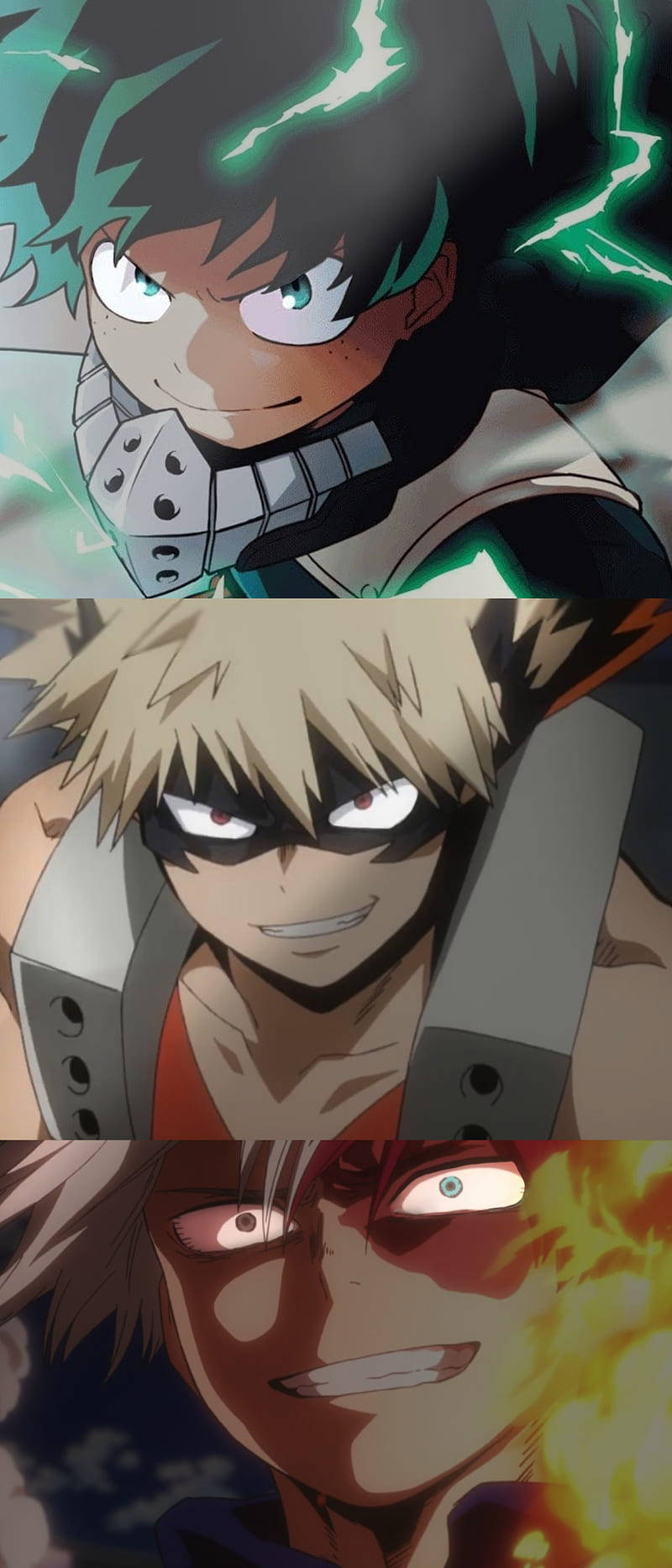 The Power Of Friendship - Deku, Todoroki, And Bakugou Background