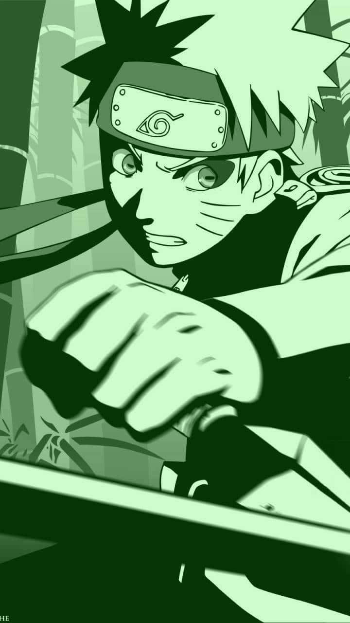 The Power Of The Nine-tailed Fox Symbolizes In Naruto Green Background