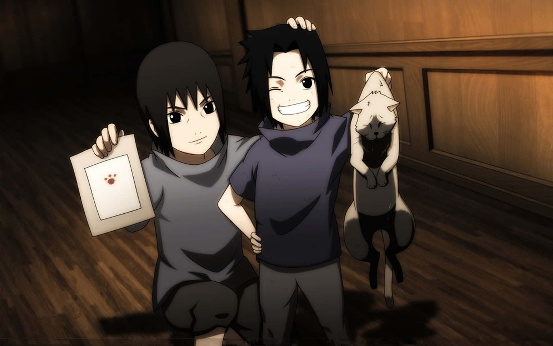 The Powerful Bond Between Sasuke And Itachi Uchiha With The Nine-tailed Fox In The Background. Background