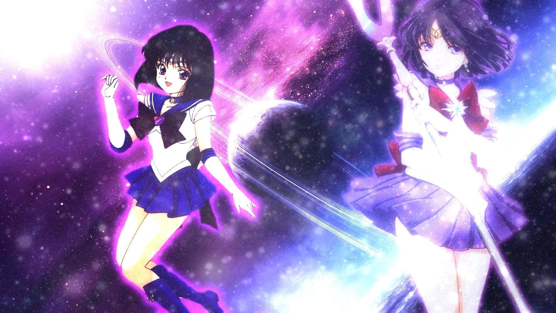 “the Powerful Sailor Saturn Protecting All That She Holds Dear” Background