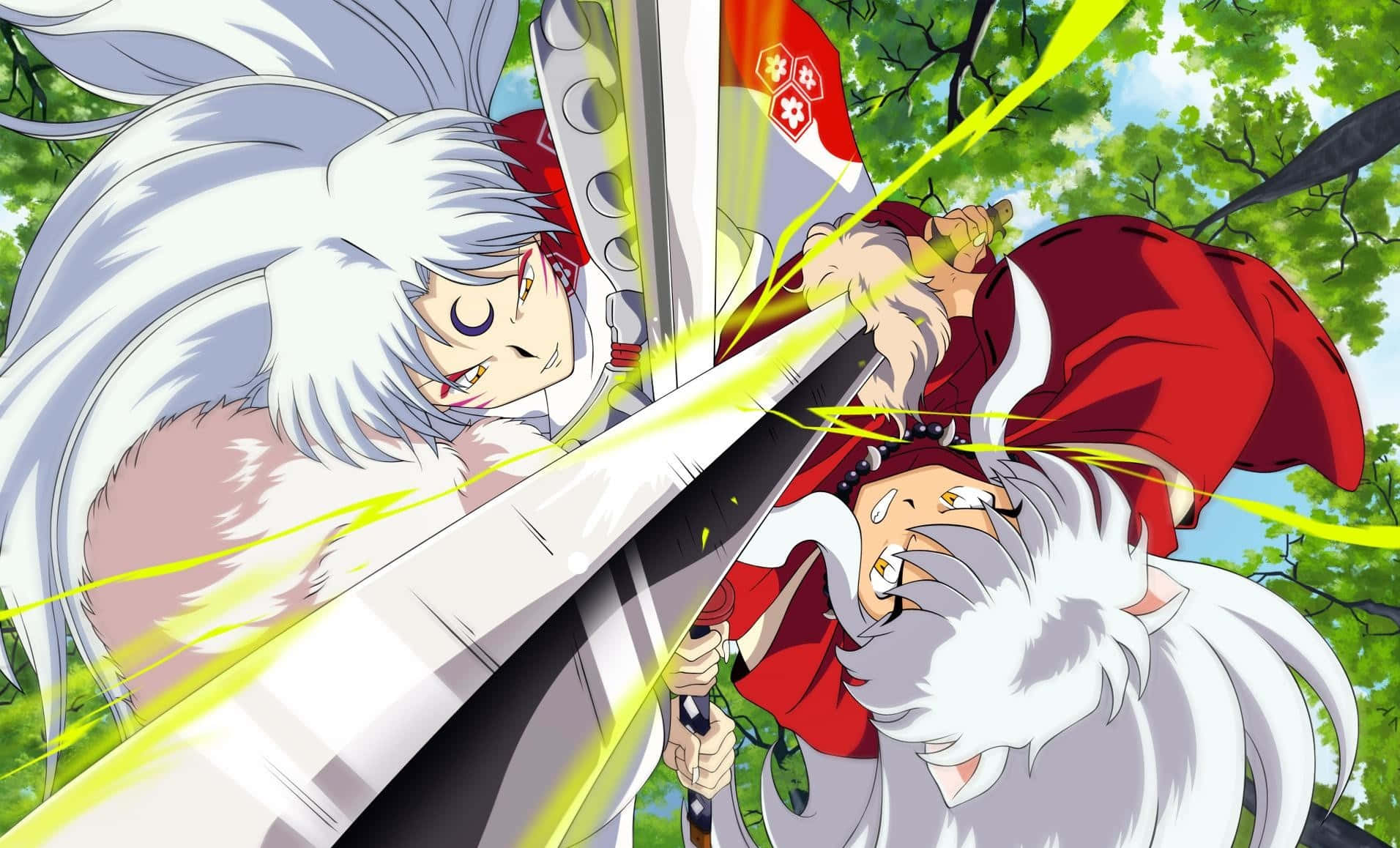 The Powerful Sesshomaru In Action Background
