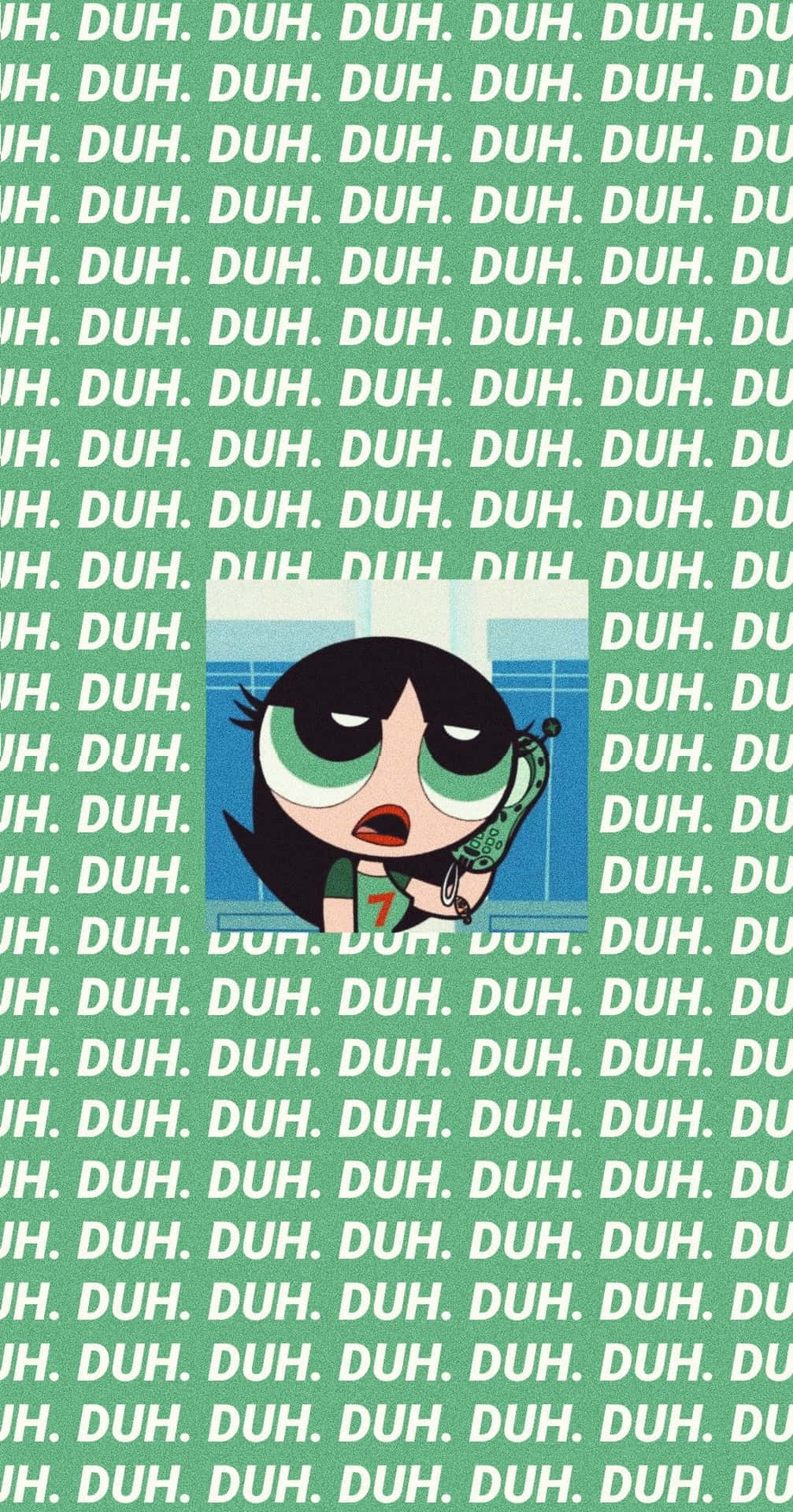 The Powerpuff Girl Is On A Green Background Background