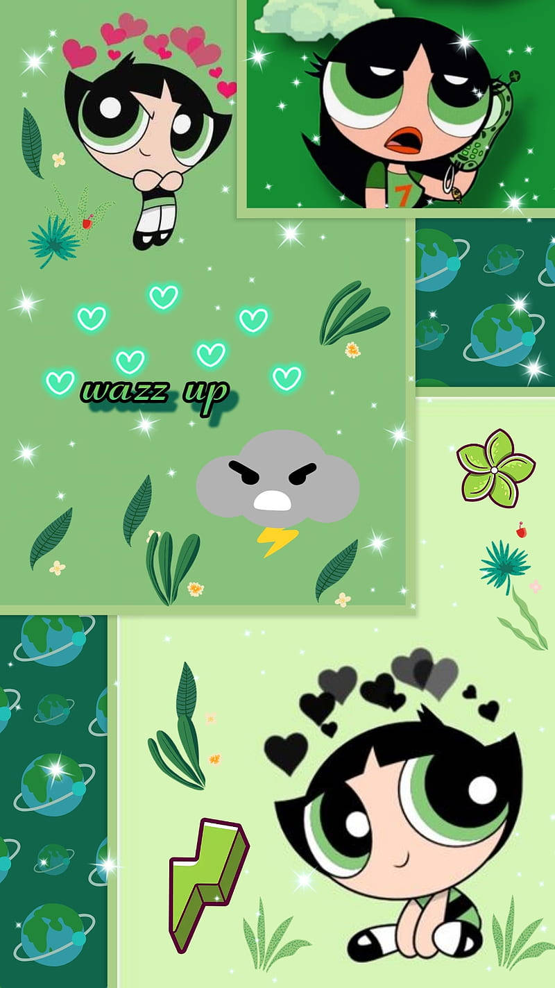 The Powerpuff Girls Buttercup Collage Background