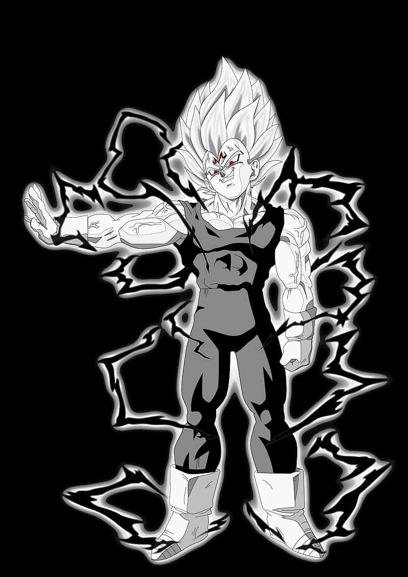 The Prince Of All Saiyans - Vegeta In Black & White Background