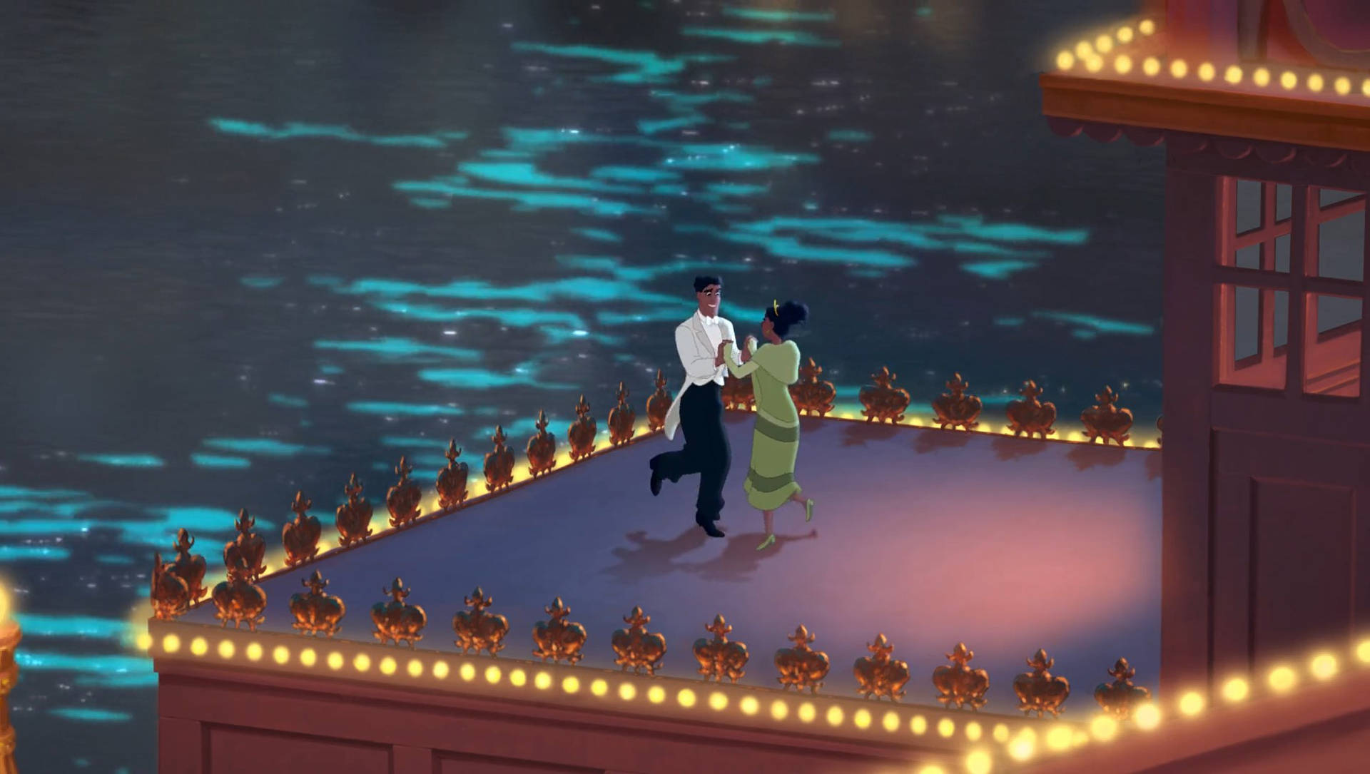 The Princess And The Frog Balcony Dancing Background