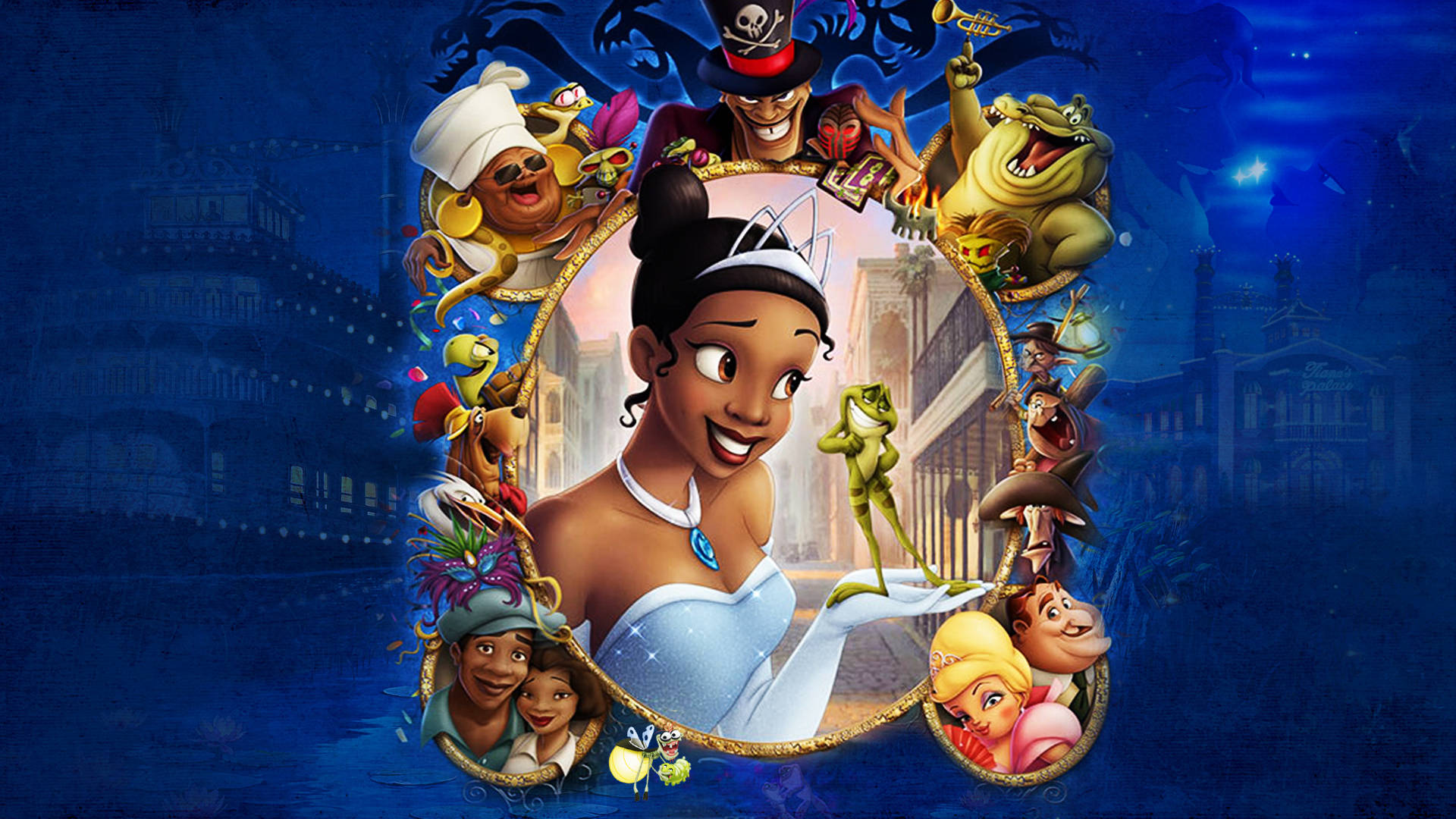 The Princess And The Frog Golden Frame Background