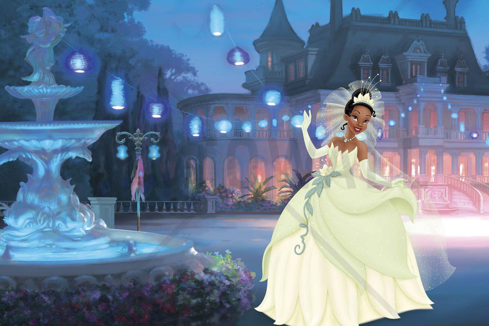 The Princess And The Frog Tiana Green Dress Background