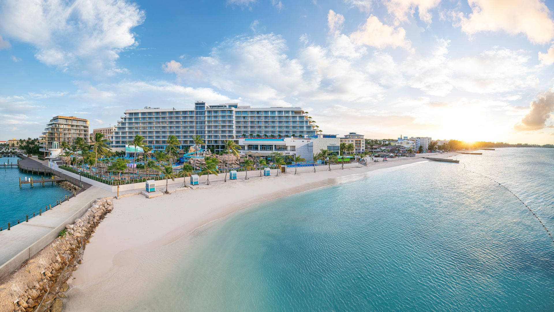 The Pristine Beauty Of Margaritaville Beach Resort In Nassau, Bahamas. Background