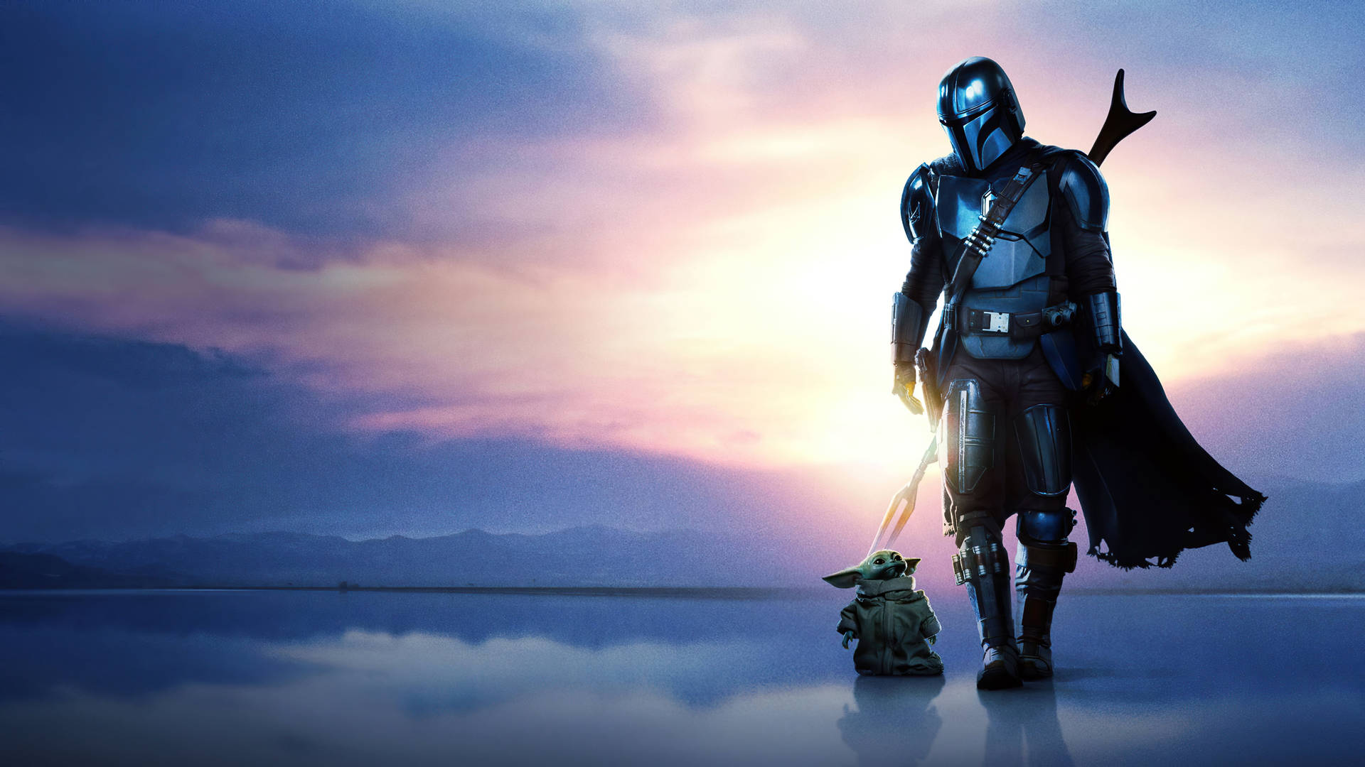 The Protector And The Protected, Mandalorian And Baby Yoda Background