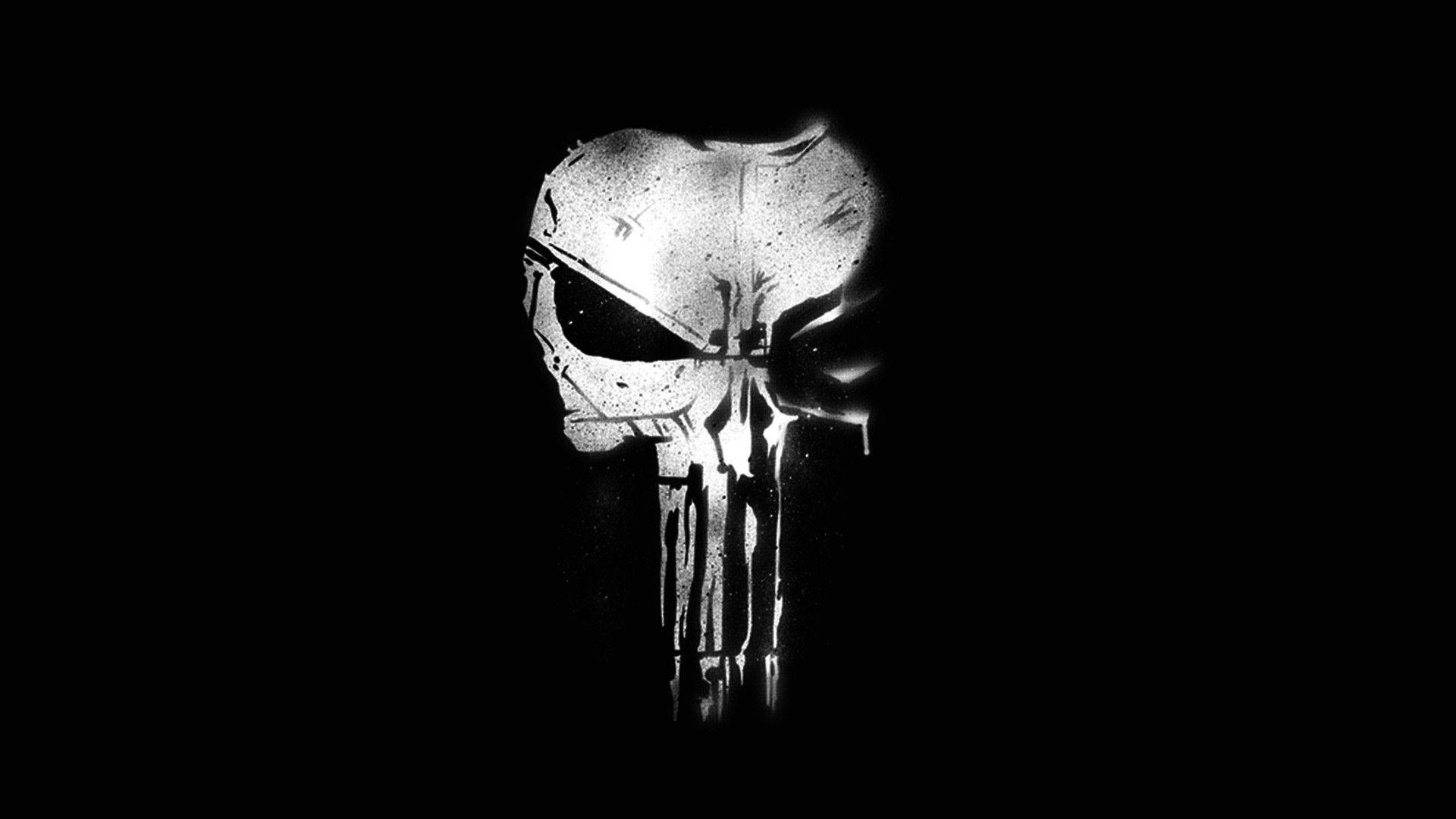 The Punisher Logo In Dark Background